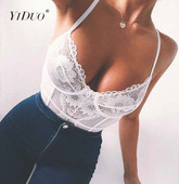 YiDuo seksīgs spageti siksniņas sieta mežģīņu bodijs sievietēm ar ziedu apdruku raibs kombinezons caurspīdīgs kaķu tērps body feminino sarkans rozā