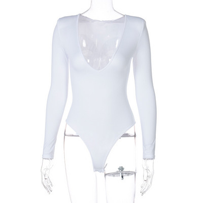 Σέξι κοκαλιάρικο γυναικείο κορμάκι YiDuo μασίφ μαύρο με V λαιμόκοψη 2021 Νέο ανοιξιάτικο μακρυμάνικο κορμάκι casual φόρμα Streetwear Λευκό Ροζ