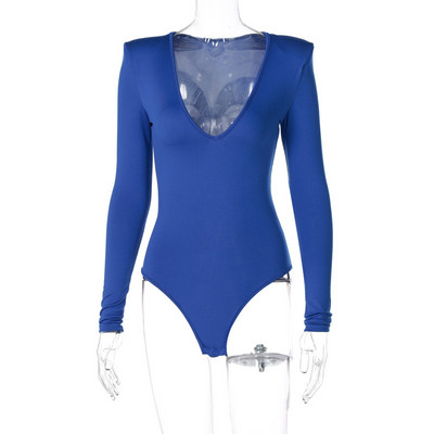 Σέξι κοκαλιάρικο γυναικείο κορμάκι YiDuo μασίφ μαύρο με V λαιμόκοψη 2021 Νέο ανοιξιάτικο μακρυμάνικο κορμάκι casual φόρμα Streetwear Λευκό Ροζ