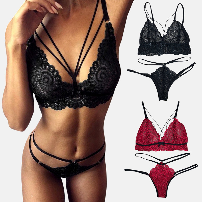 Σέξι γυναικεία Σετ σουτιέν Σετ εσώρουχα δαντέλα επίδεσμο Σετ εσώρουχα με διαφανή χωρίς φόδρα Σουτιέν εσώρουχα γυναικεία τιράντες