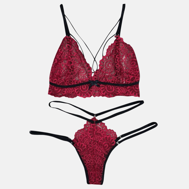 Σέξι γυναικεία Σετ σουτιέν Σετ εσώρουχα δαντέλα επίδεσμο Σετ εσώρουχα με διαφανή χωρίς φόδρα Σουτιέν εσώρουχα γυναικεία τιράντες