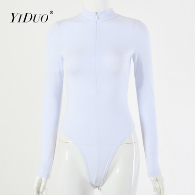 YiDuo pikkade varrukatega eesmine tõmblukk, V kaelus, naiste seksikas kehaga 2021. aasta kevadine veniv vabaaja body Tänavarõivad must hall