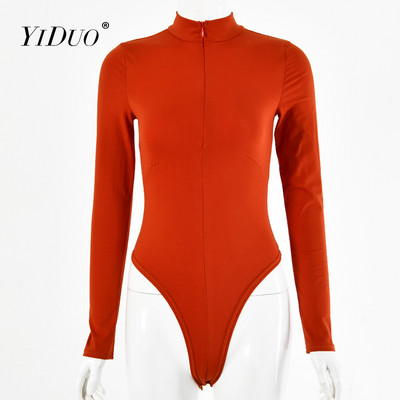 YiDuo pikkade varrukatega eesmine tõmblukk, V kaelus, naiste seksikas kehaga 2021. aasta kevadine veniv vabaaja body Tänavarõivad must hall