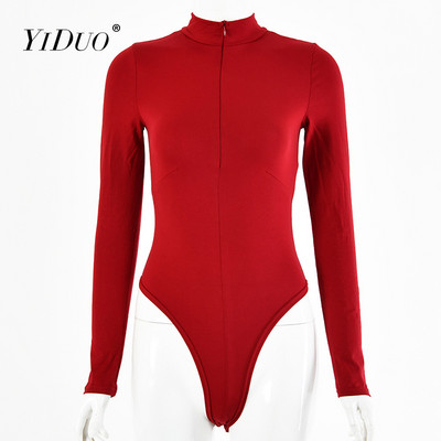 YiDuo pikkade varrukatega eesmine tõmblukk, V kaelus, naiste seksikas kehaga 2021. aasta kevadine veniv vabaaja body Tänavarõivad must hall