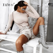YiDuo 2021 Άνοιξη μακρυμάνικο ριγέ συνονθύλευμα Bodycon Σέξι ολόσωμη φόρμα Γυναικεία ρόμπα Streetwear Slim Fit γυναικείο κορμάκι