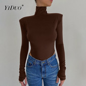 YiDuo 2021 με μακρυμάνικο ώμο με επένδυση, εξώπλατο σέξι κορμάκι, γυναικείο μοδάτο ζιβάγκο, Skinny party Club ολόσωμες φόρμες