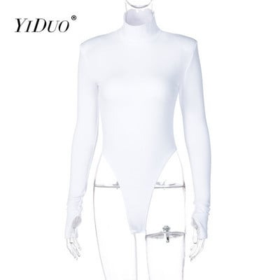 YiDuo 2021 με μακρυμάνικο ώμο με επένδυση, εξώπλατο σέξι κορμάκι, γυναικείο μοδάτο ζιβάγκο, Skinny party Club ολόσωμες φόρμες