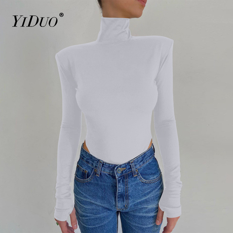 YiDuo 2021 με μακρυμάνικο ώμο με επένδυση, εξώπλατο σέξι κορμάκι, γυναικείο μοδάτο ζιβάγκο, Skinny party Club ολόσωμες φόρμες