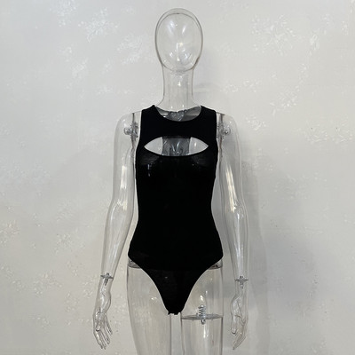 YiDuo 2022 Proljetni seksi bodi bez rukava Ženski o-izrez izrezani bijeli osnovni gornji dio tijela Modni ulični bodi Crni kombinezon