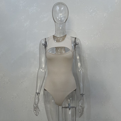 YiDuo 2022 Proljetni seksi bodi bez rukava Ženski o-izrez izrezani bijeli osnovni gornji dio tijela Modni ulični bodi Crni kombinezon