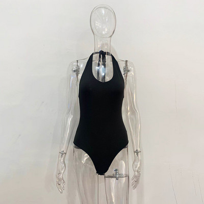 YiDuo εξώπλατο κορμάκι με βαθύ V λαιμόκοψη Γυναικείο κορμάκι με κορδόνια Halter 2021 Γυναικεία σέξι κοκαλιάρικο φορμάκι για πάρτι Clubwear Ολόσωμες φόρμες