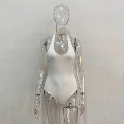 YiDuo εξώπλατο κορμάκι με βαθύ V λαιμόκοψη Γυναικείο κορμάκι με κορδόνια Halter 2021 Γυναικεία σέξι κοκαλιάρικο φορμάκι για πάρτι Clubwear Ολόσωμες φόρμες