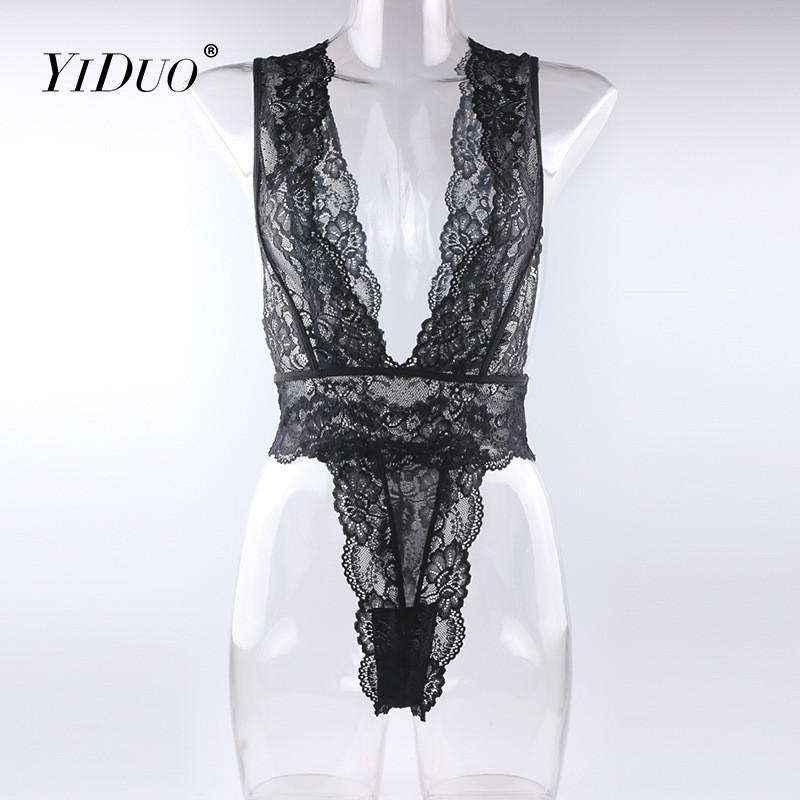 Body din dantelă YiDuo pentru femei, fără mâneci, fără spate, subțire, 2022, negru, sexy, pentru femei
