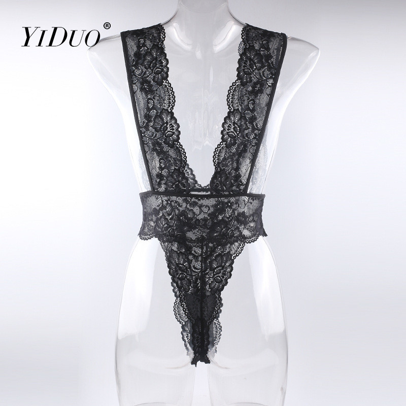 Body din dantelă YiDuo pentru femei, fără mâneci, fără spate, subțire, 2022, negru, sexy, pentru femei