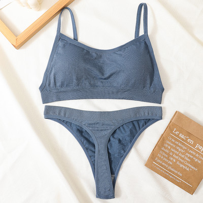 Set de sutien fără cusături, tanga sexy pentru femei, chiloți cu talie joasă, sutien fără sârmă, fără spate, lenjerie de corp cu nervuri, set de lenjerie pentru femei