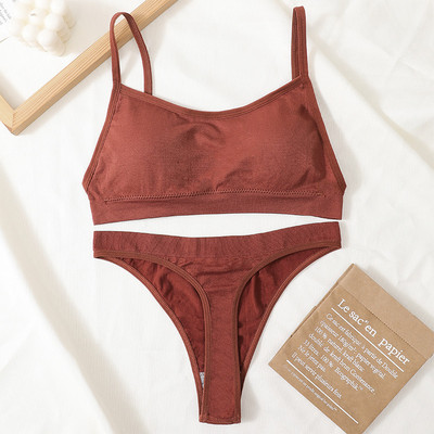 Set de sutien fără cusături, tanga sexy pentru femei, chiloți cu talie joasă, sutien fără sârmă, fără spate, lenjerie de corp cu nervuri, set de lenjerie pentru femei