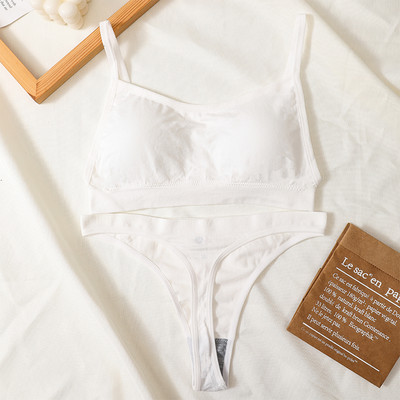 Set de sutien fără cusături, tanga sexy pentru femei, chiloți cu talie joasă, sutien fără sârmă, fără spate, lenjerie de corp cu nervuri, set de lenjerie pentru femei