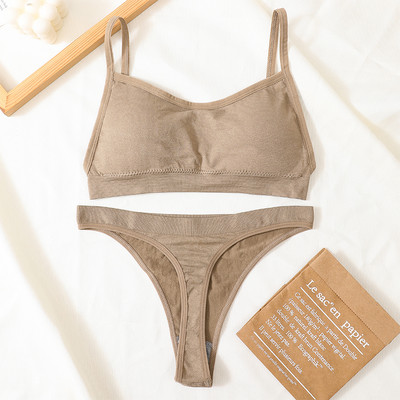 Set de sutien fără cusături, tanga sexy pentru femei, chiloți cu talie joasă, sutien fără sârmă, fără spate, lenjerie de corp cu nervuri, set de lenjerie pentru femei