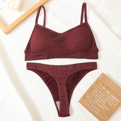 Set de sutien fără cusături, tanga sexy pentru femei, chiloți cu talie joasă, sutien fără sârmă, fără spate, lenjerie de corp cu nervuri, set de lenjerie pentru femei