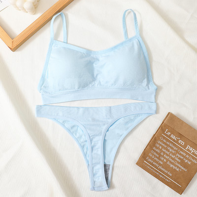 Set de sutien fără cusături, tanga sexy pentru femei, chiloți cu talie joasă, sutien fără sârmă, fără spate, lenjerie de corp cu nervuri, set de lenjerie pentru femei