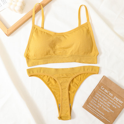 Set de sutien fără cusături, tanga sexy pentru femei, chiloți cu talie joasă, sutien fără sârmă, fără spate, lenjerie de corp cu nervuri, set de lenjerie pentru femei