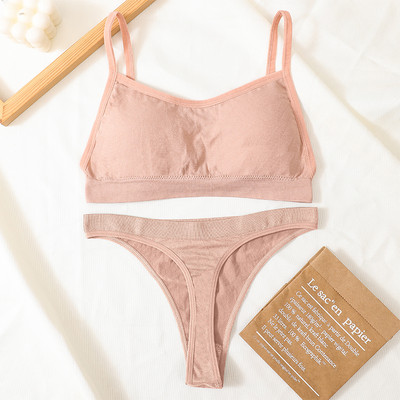 Set de sutien fără cusături, tanga sexy pentru femei, chiloți cu talie joasă, sutien fără sârmă, fără spate, lenjerie de corp cu nervuri, set de lenjerie pentru femei