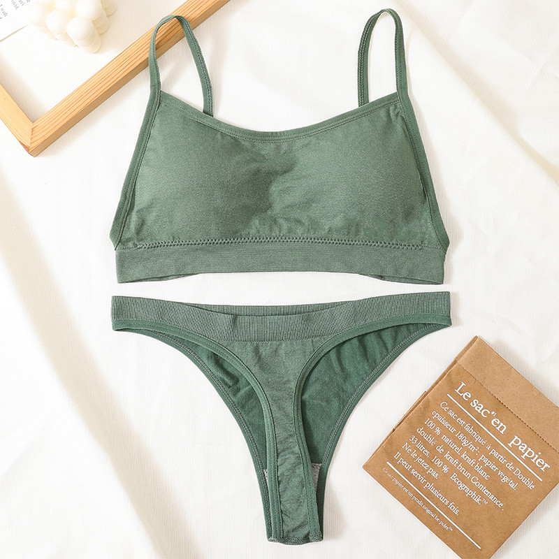 Set de sutien fără cusături, tanga sexy pentru femei, chiloți cu talie joasă, sutien fără sârmă, fără spate, lenjerie de corp cu nervuri, set de lenjerie pentru femei