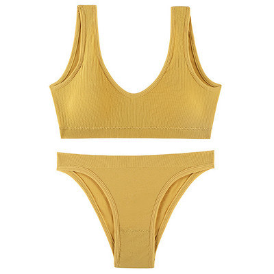 Σετ γυναικείο σουτιέν Σετ σέξι χωρίς ραφές Σετ εσώρουχα Σουτιέν με επένδυση 2 τμχ Ολόσωμη φόρμα για σουτιέν