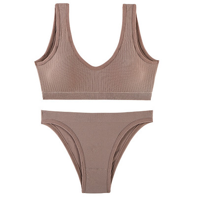 Σετ γυναικείο σουτιέν Σετ σέξι χωρίς ραφές Σετ εσώρουχα Σουτιέν με επένδυση 2 τμχ Ολόσωμη φόρμα για σουτιέν