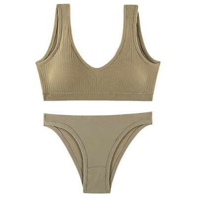 Σετ γυναικείο σουτιέν Σετ σέξι χωρίς ραφές Σετ εσώρουχα Σουτιέν με επένδυση 2 τμχ Ολόσωμη φόρμα για σουτιέν