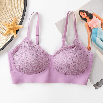 Σουτιέν No Steel Ring Gorge Άνετα Nylon Deep V Bra Latex Εσώρουχα Push Up Gather Beauty Back Χωρίς ραφή δαντέλα Gypsophila