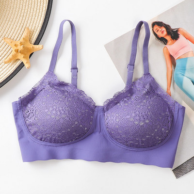 Σουτιέν No Steel Ring Gorge Άνετα Nylon Deep V Bra Latex Εσώρουχα Push Up Gather Beauty Back Χωρίς ραφή δαντέλα Gypsophila