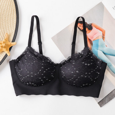 Σουτιέν No Steel Ring Gorge Άνετα Nylon Deep V Bra Latex Εσώρουχα Push Up Gather Beauty Back Χωρίς ραφή δαντέλα Gypsophila