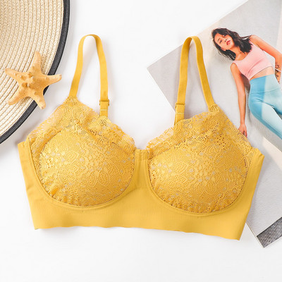 Σουτιέν No Steel Ring Gorge Άνετα Nylon Deep V Bra Latex Εσώρουχα Push Up Gather Beauty Back Χωρίς ραφή δαντέλα Gypsophila