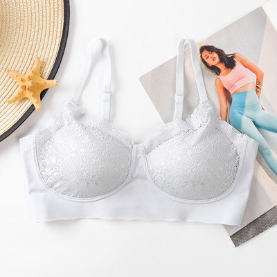 Σουτιέν No Steel Ring Gorge Άνετα Nylon Deep V Bra Latex Εσώρουχα Push Up Gather Beauty Back Χωρίς ραφή δαντέλα Gypsophila