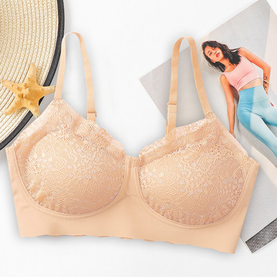 Σουτιέν No Steel Ring Gorge Άνετα Nylon Deep V Bra Latex Εσώρουχα Push Up Gather Beauty Back Χωρίς ραφή δαντέλα Gypsophila