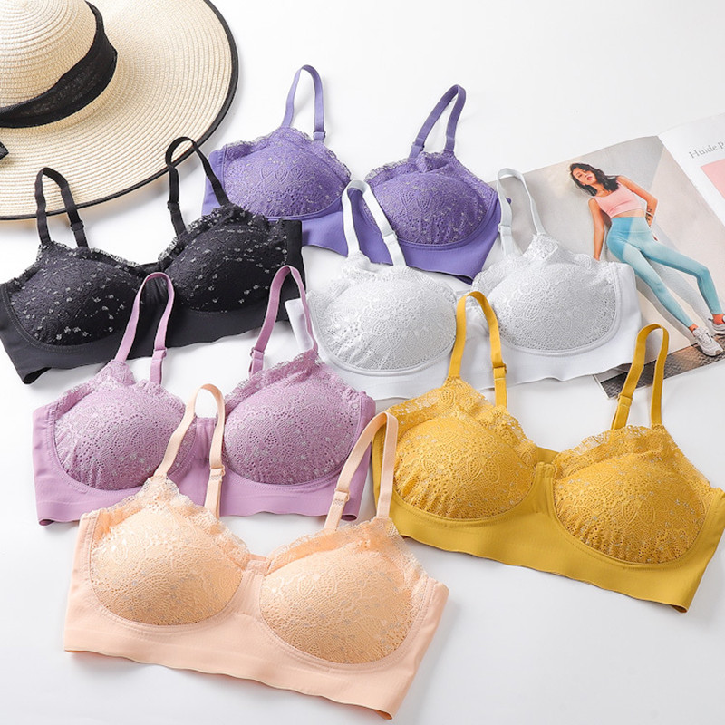 Σουτιέν No Steel Ring Gorge Άνετα Nylon Deep V Bra Latex Εσώρουχα Push Up Gather Beauty Back Χωρίς ραφή δαντέλα Gypsophila