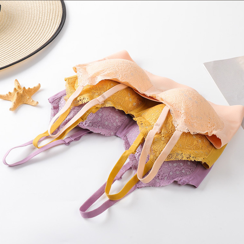 Σουτιέν No Steel Ring Gorge Άνετα Nylon Deep V Bra Latex Εσώρουχα Push Up Gather Beauty Back Χωρίς ραφή δαντέλα Gypsophila