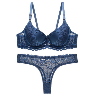 DKERT Set sutien pentru femei Set de lenjerie intima din dantela sexy Set bralette cu tanga transparenta Sutien Push Up si string