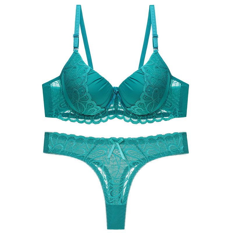 DKERT Set sutien pentru femei Set de lenjerie intima din dantela sexy Set bralette cu tanga transparenta Sutien Push Up si string