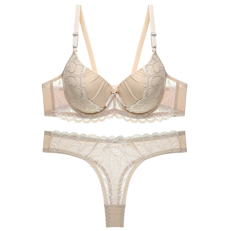 DKERT Set sutien pentru femei Set de lenjerie intima din dantela sexy Set bralette cu tanga transparenta Sutien Push Up si string