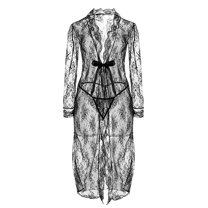 Varsbaby Set de lenjerie cu jumătate de cupă din dantelă sexy pentru femei Robe+sutien+chiloți+jartiere+ciorapi +tangă 6 buc