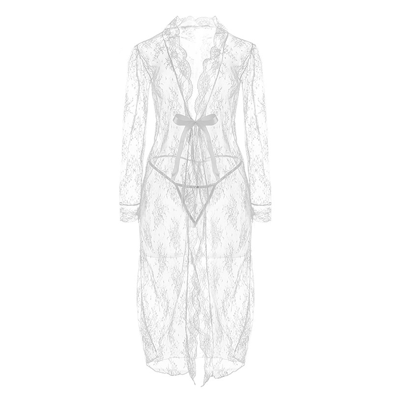 Varsbaby Set de lenjerie cu jumătate de cupă din dantelă sexy pentru femei Robe+sutien+chiloți+jartiere+ciorapi +tangă 6 buc