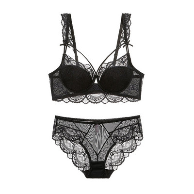 Seksikas õhuke karikas Plus-suuruses pitsist pooltassi rinnahoidja kividega Push up rinnahoidja ja aluspükste komplekti aluspesu naiste pesu ABCDE Cup 2020 uus