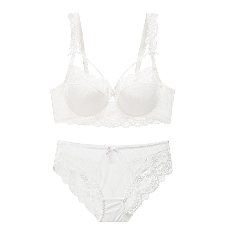 Seksikas õhuke karikas Plus-suuruses pitsist pooltassi rinnahoidja kividega Push up rinnahoidja ja aluspükste komplekti aluspesu naiste pesu ABCDE Cup 2020 uus