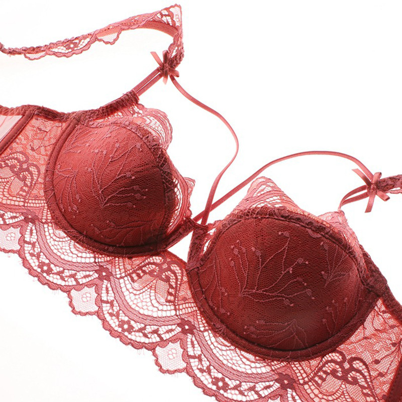 Seksikas õhuke karikas Plus-suuruses pitsist pooltassi rinnahoidja kividega Push up rinnahoidja ja aluspükste komplekti aluspesu naiste pesu ABCDE Cup 2020 uus