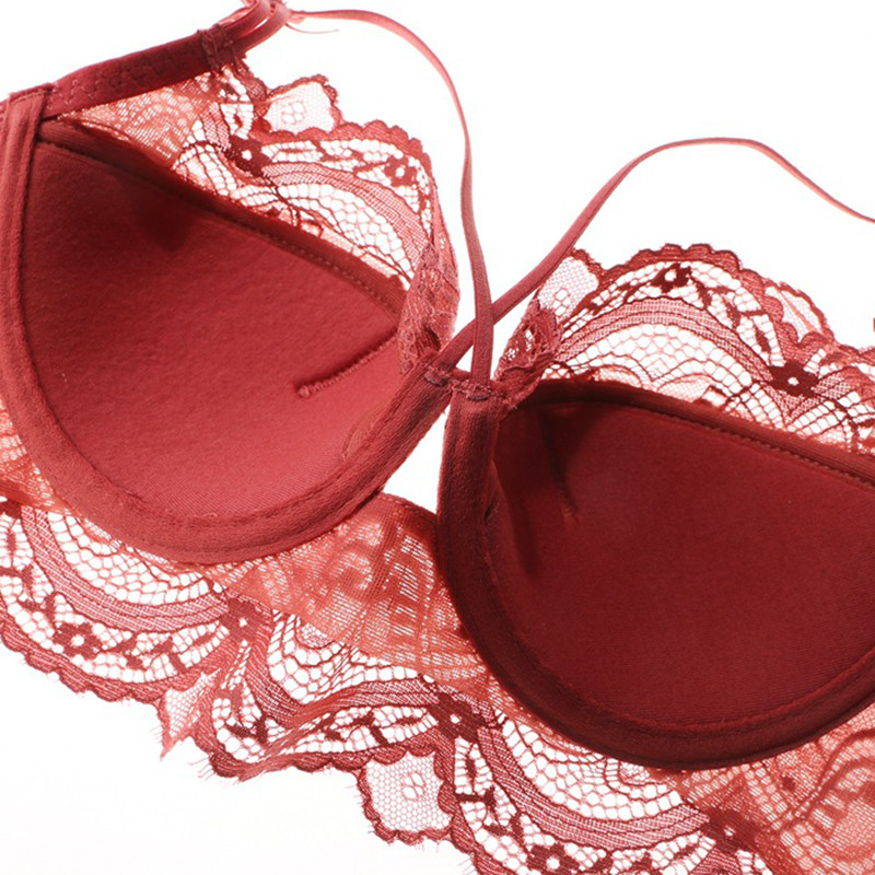 Seksikas õhuke karikas Plus-suuruses pitsist pooltassi rinnahoidja kividega Push up rinnahoidja ja aluspükste komplekti aluspesu naiste pesu ABCDE Cup 2020 uus