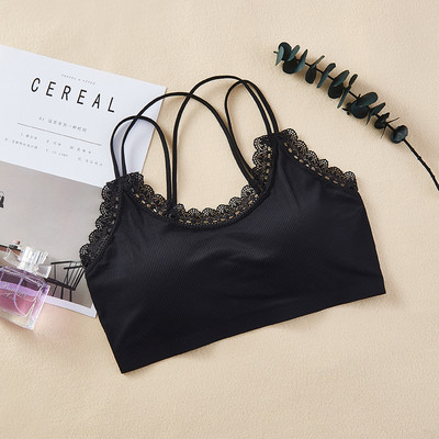 Sanderala Γυναικείο Αθλητικό σουτιέν γυμναστικής χωρίς ραφές Μαύρο Λευκό Γυμναστήριο για τρέξιμο Crop Tops Push Up Αθλητικό σουτιέν