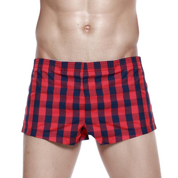 SEOBEAN Памучно карирано бельо Мъжки боксерки Arrow Panties Loose Lounge Home Shorts Sleep Bottoms Мъжки боксерки