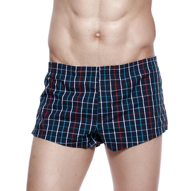 SEOBEAN Lenjerie in carouri din bumbac Boxer pentru bărbați Chiloți cu săgeată Pantaloni scurți pentru acasă Pantaloni de dormit Boxeri pentru bărbați